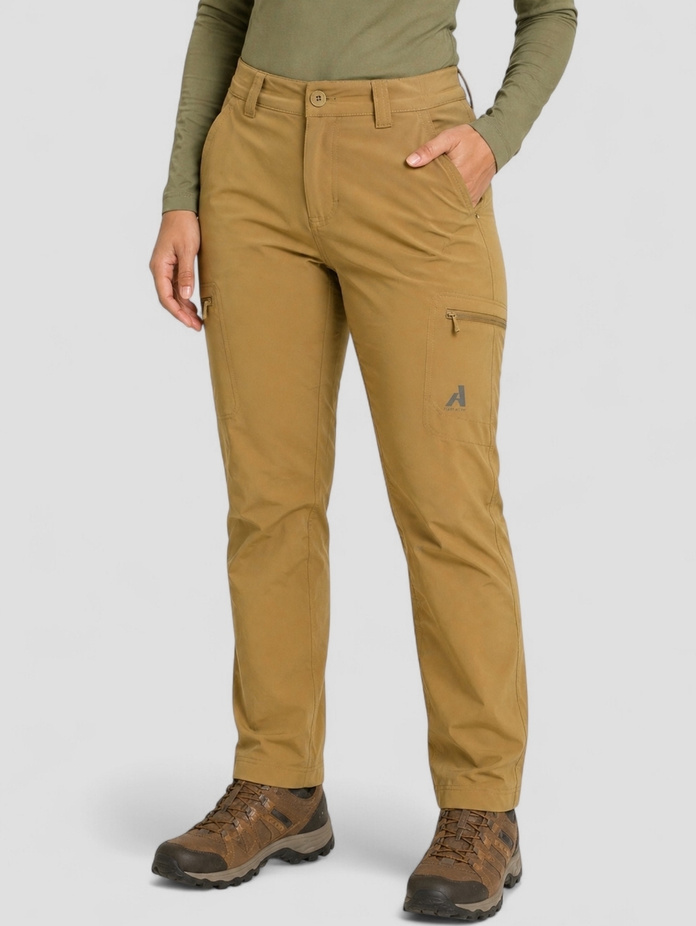 Eddie Bauer First Ascent Guide Pro Pants Womens Size P4 Tan Hiking Stretch